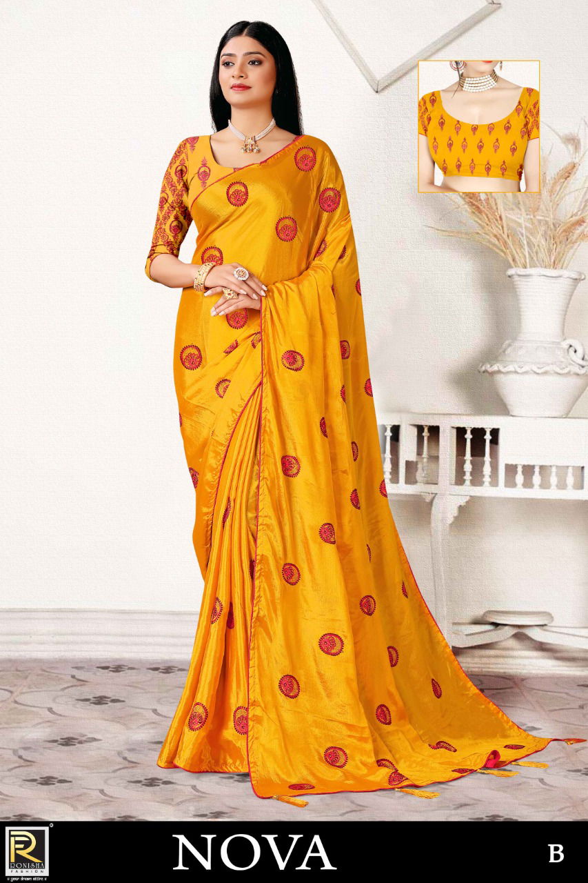 Ronisha Nova Daily Wear Wholesale Chinon Saree Catalog
